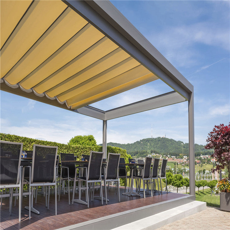 Automatic Water Resistance Retractable Roof PVC Awning Cover with LED Light