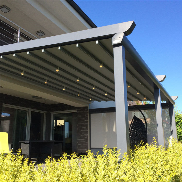 Outdoor modern design pergola aluminum retractable motor control canopy manufacturer from China