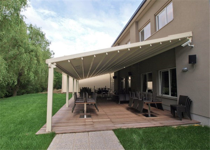 Automatic Retractable Roof PVC Pergola Awning With LED Lights