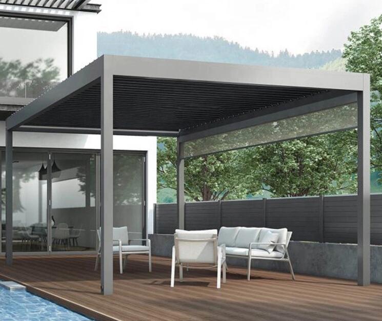 3M*5m Aluminum Motorised Waterproof Louver Pergola,Aluminum Outdoor Pergola For Sale