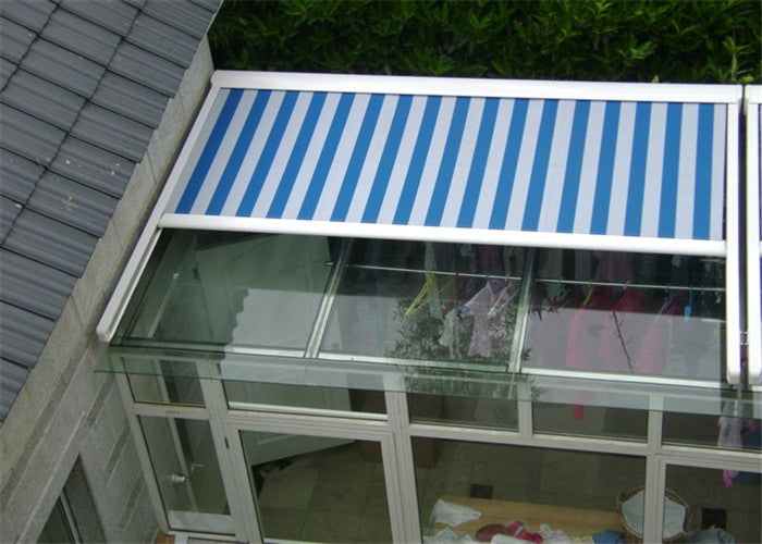 930 Electric aluminum motorized skylight roof awning with stripe fabric