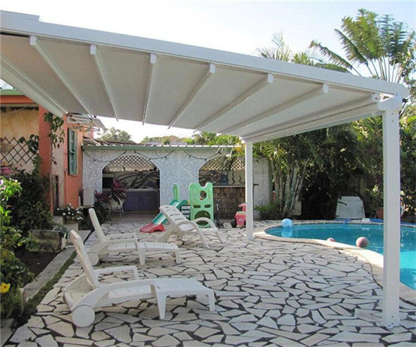 3x8m swimming pool waterproof pergola canopy UV resistance retractable awning