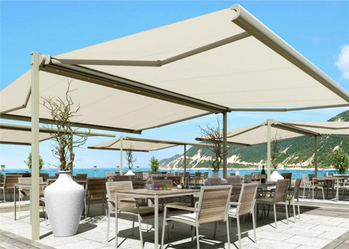 Outdoor UV Protection Double Side Free Standing Aluminum Retractable Awning