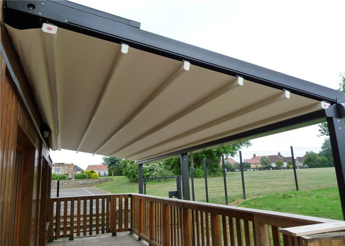 Outdoor residential buildings patio aluminium waterproof pergola roof pvc folding awning