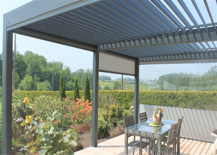 Outdoor aluminum pergola with Vertical awning for Restaurants and cafes