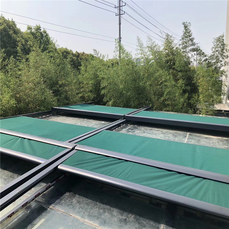 4x4m green acrylic fabric remote control roof skylight sunshade awning for sale